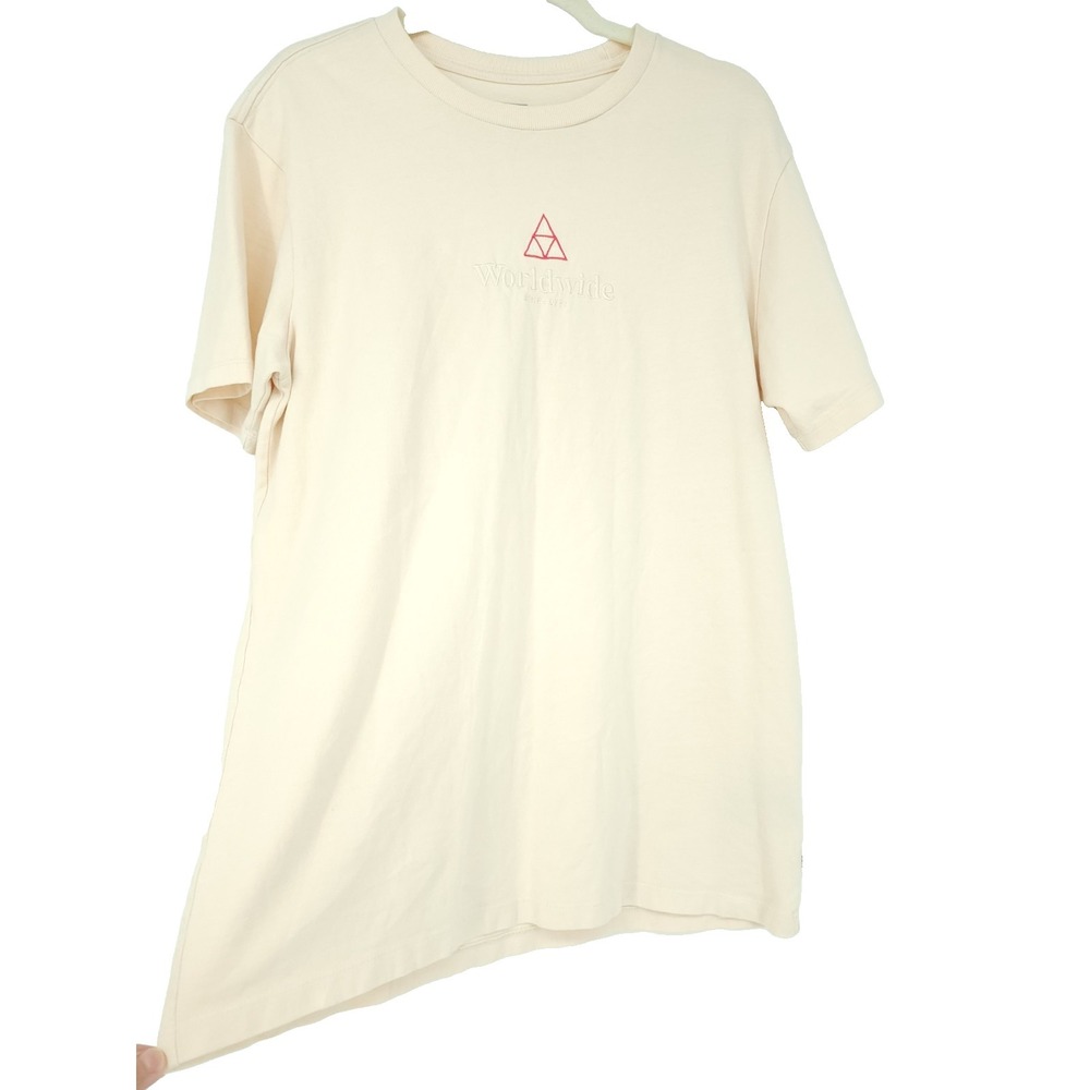 HUF Triple Triangle Worldwide Embroidered MED Skate Board Tee Shirt‎ Lite Yellow